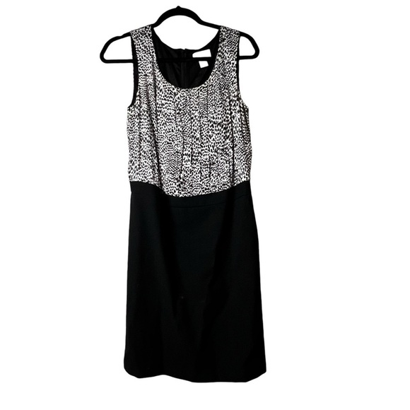 ANN TAYLOR LOFT Dress Black Leopard Cheetah Animal Print Sheath Size 6 Career - Picture 7 of 7